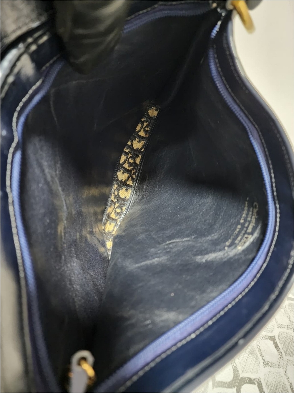 Christian Dior Vintage Diorissimo Top Handle Bag Beige/Navy Blue - Picture 16 of 16